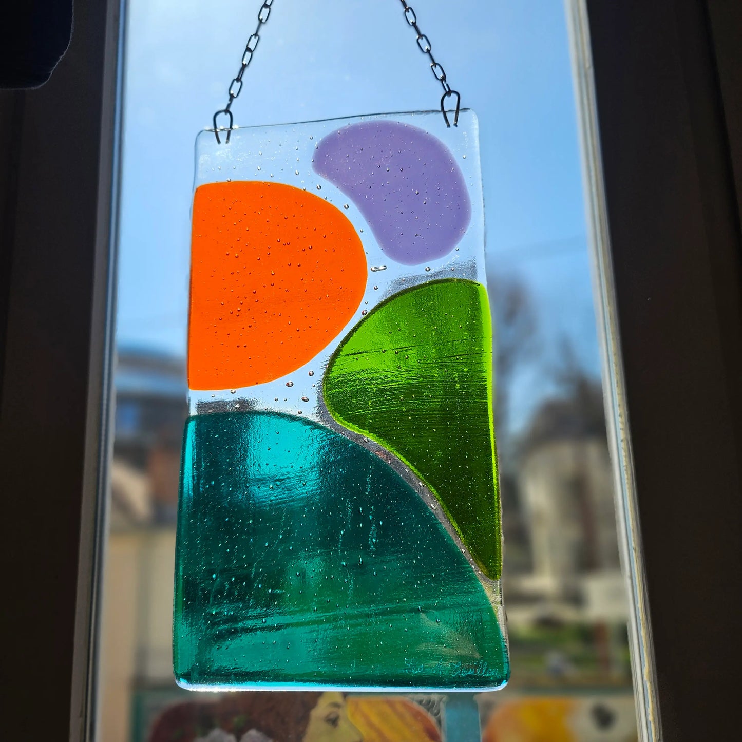 Attrape soleil en verre fusionné abstrait
