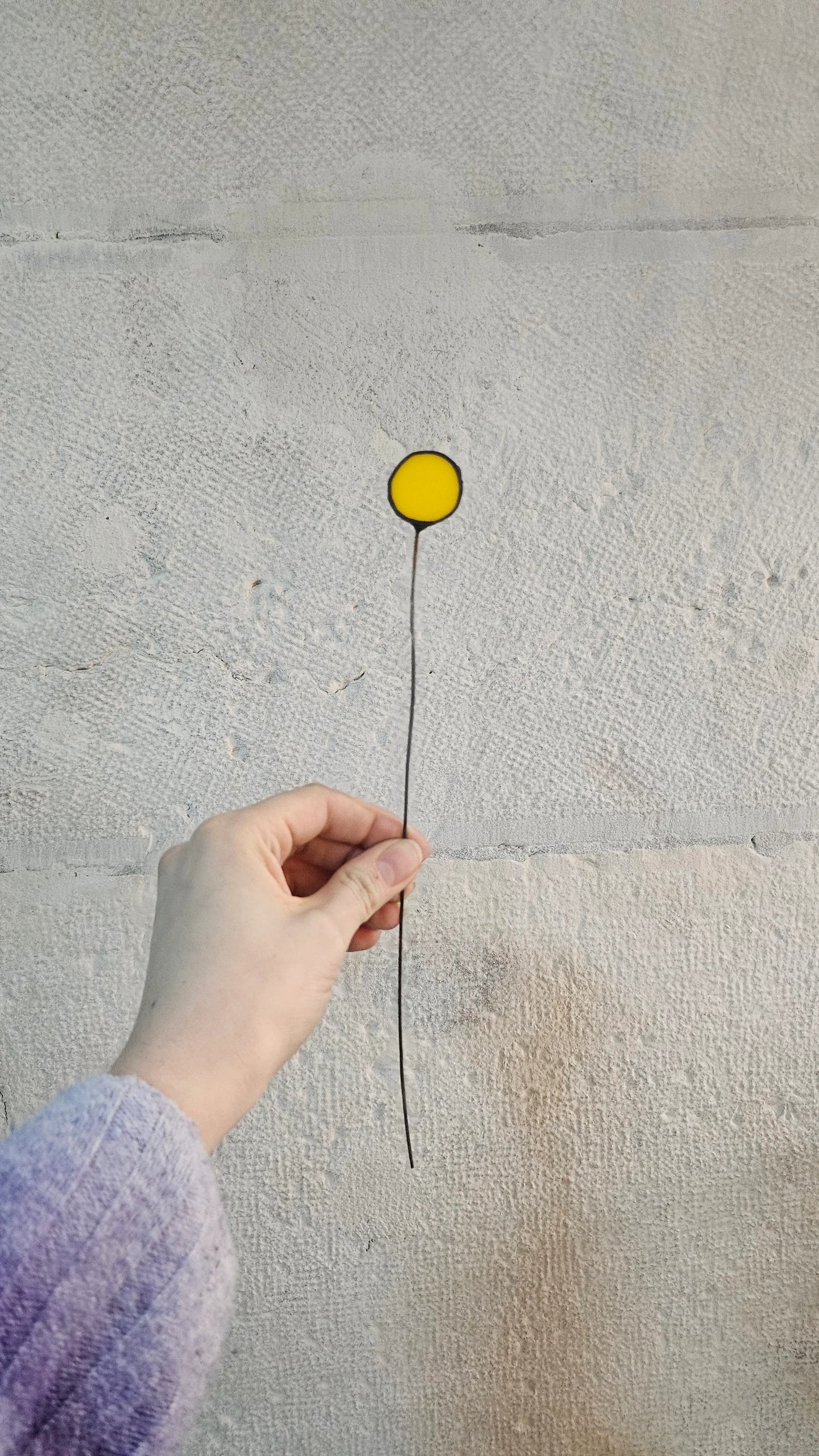 Handmade stained glass yellow flower made with tiffany technique.